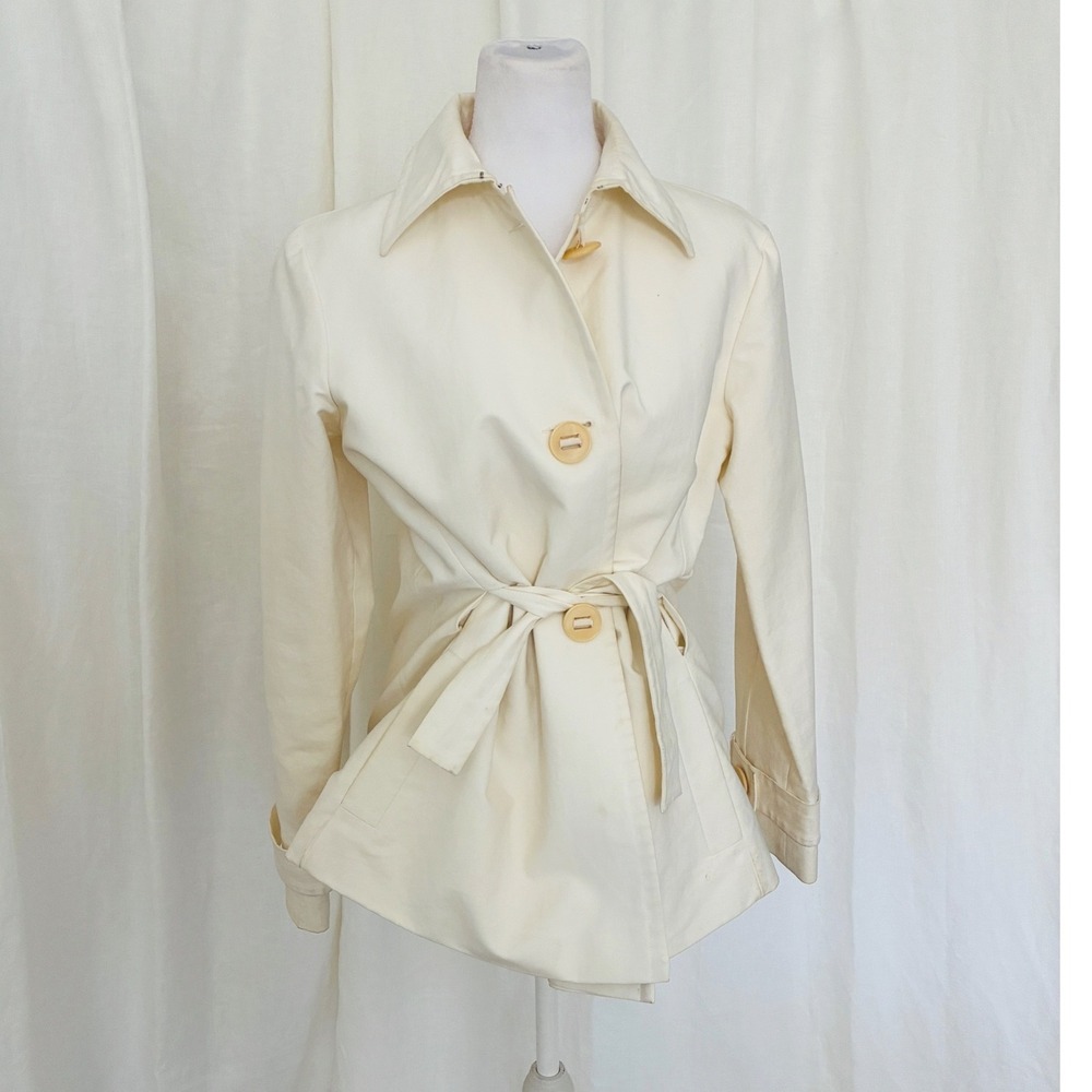 Lida Baday Belted Trench Jacket Cream Vintage Minimalist 8